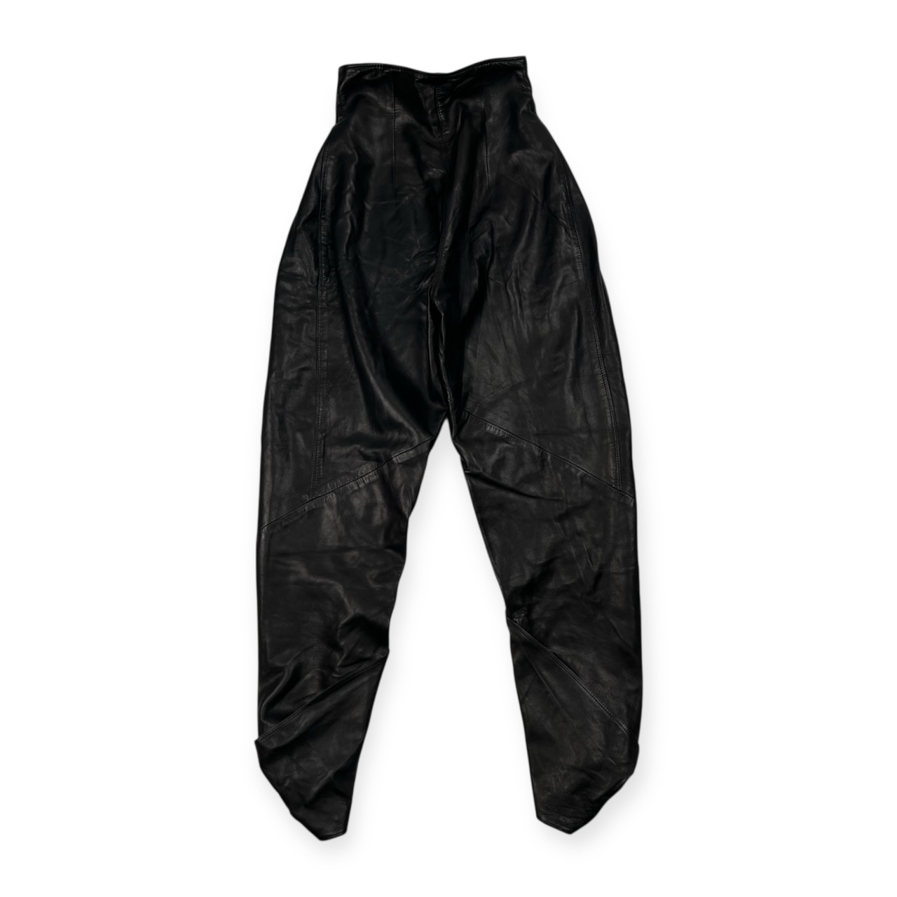 希少 レア GIANNI VERSACE ジャンニ ヴェルサーチ 裾巻きデザイン レザー パンツ サイズ 38 /レディース/本革/ブラック/ビンテージ