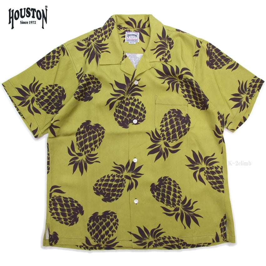 HOUSTON シャツ アロハシャツ 41194 パイナップル柄 半袖 開襟シャツ