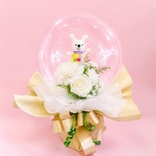 【選べる4色】ふわもこフラワーinバルーン うさぎ｜誕生日・発表会・記念日・推し活ギフト
