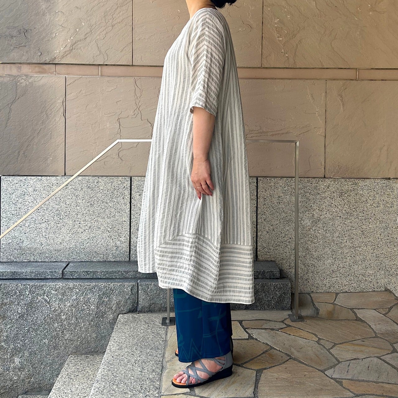 麻混先染めサッカーストライプ【252-7161】 | 【公式通販】KEIKO