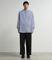 【Graphpaper】Broad Stripe L/S Oversized Regular Collar Shirt