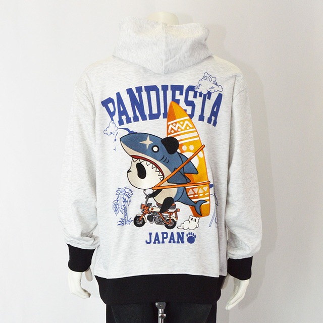【大きいサイズ】PANDIESTA JAPAN｜サーフライド鮫パンダ裏毛パーカー｜パンディエスタジャパン M.グレー メンズ 536218k