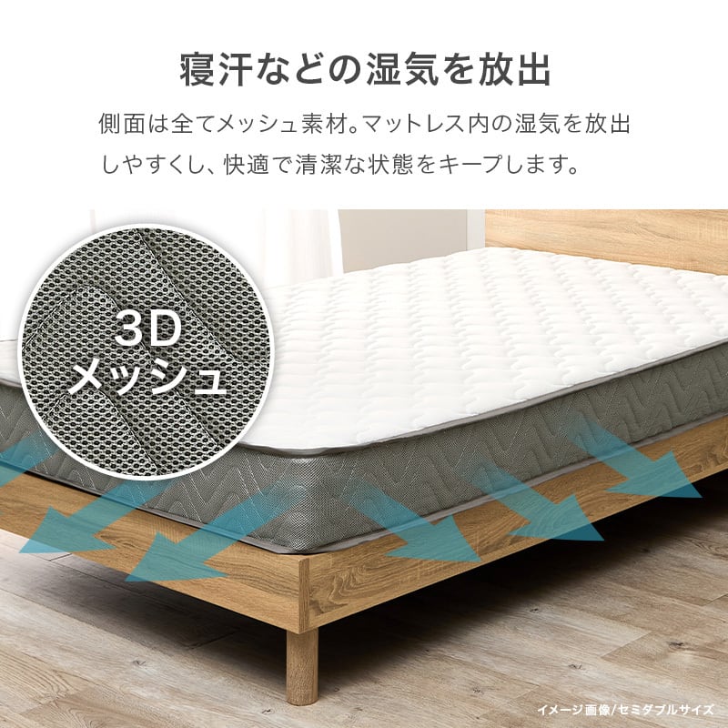 【完成品】ポケットコイルマットレス 圧縮ロールタイプ 4サイズ展開 寝具 一人暮らし ワンルーム 幅97cm