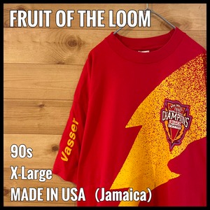 【FRUIT OF THE LOOM】90s USA製 Tシャツ インディカー 袖プリント シングルステッチ indy car チャンピオン XL ビッグサイズ USサイズ