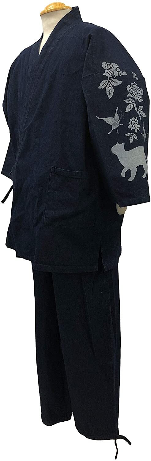 江戸てん]作務衣 デニム生地 （綿100％）しっかりしているのに柔らかい