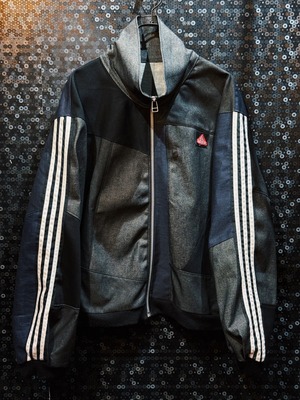 【ÆIEM】special" Original Re:make" denim patch work design stand neck track jacket