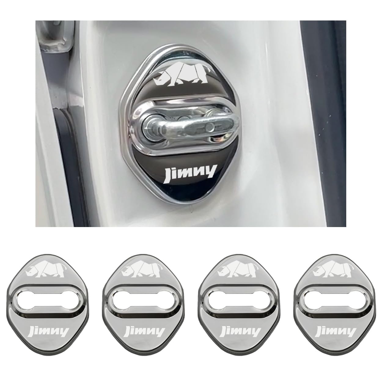 Haoshilianfa 新型スズキに適用 ジムニー JB64 ジムニーシエラJB74 に適合 ドアストライカーカバー専用 ドアロックカバー ステンレスカバー 簡単取り付け メタリック 4個セット