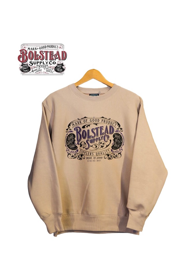 BOLSTEAD / SIGN LOGO CREWNECK SWEAT(WASH PINK)