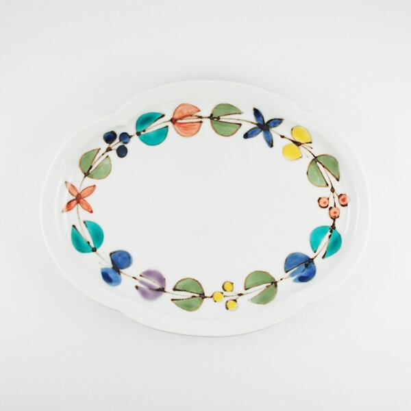 徳永遊心 花繋ぎ 鍔型皿 大