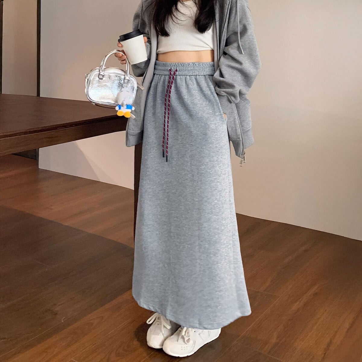 ロングスカート スウェット レディース 春秋 韓国 きれいめ おしゃれ