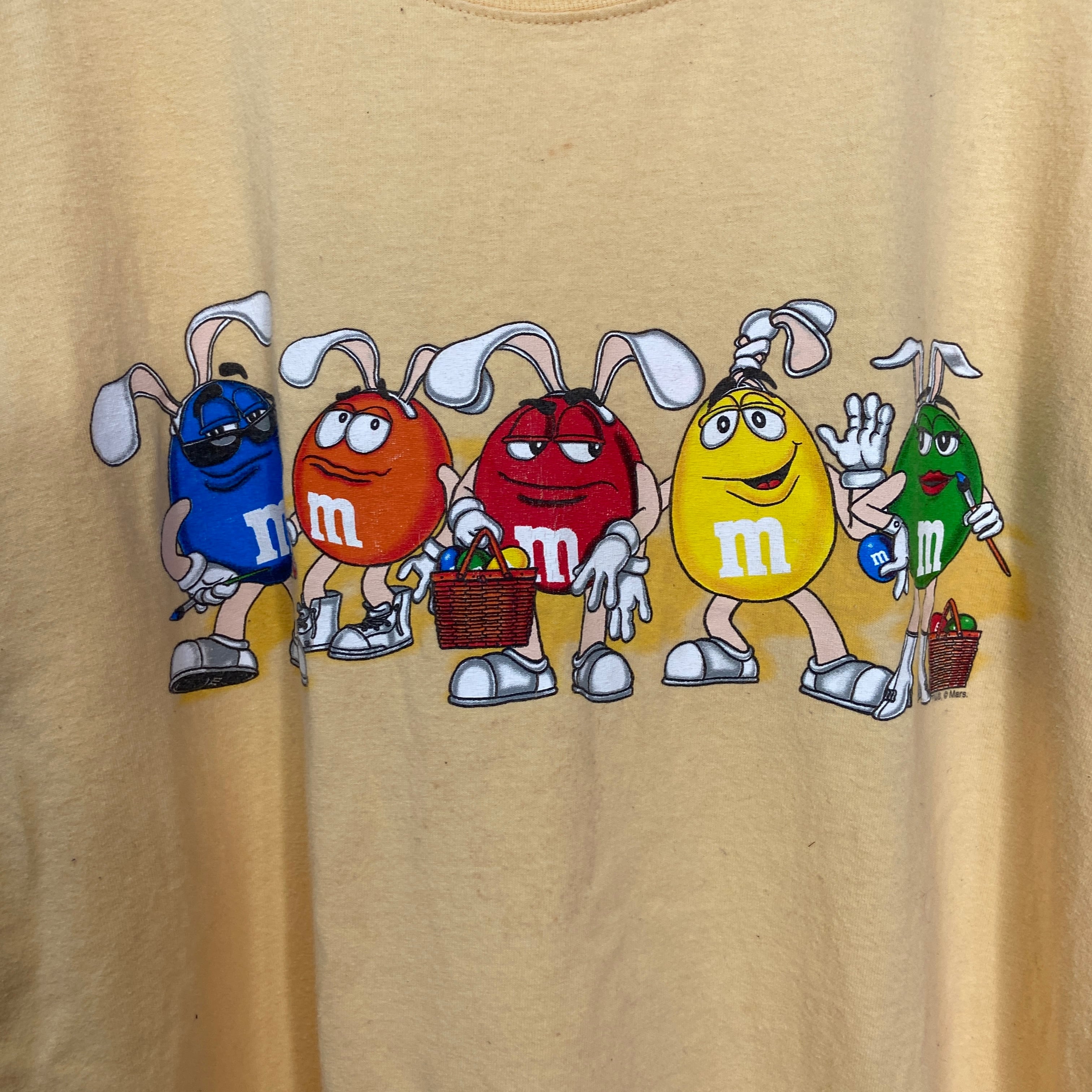 90s M&M's エムアンドエムズ プリントTシャツ キャラクター 黄色 XL