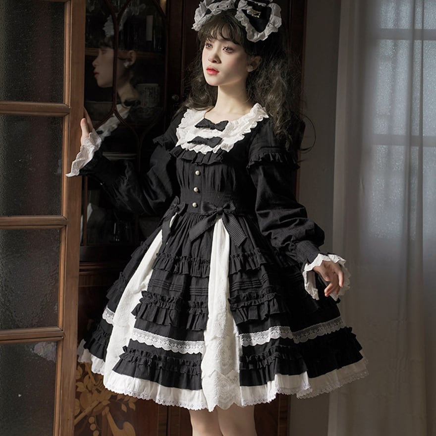 ゴスロリ ロリータ 甘ロリ ワンピース 豪華フリル レース 初心者