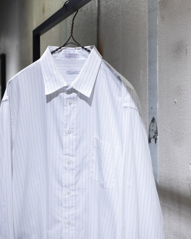 1990s vintage "Christian Dior" stripe patterned shirt / 17 1/2