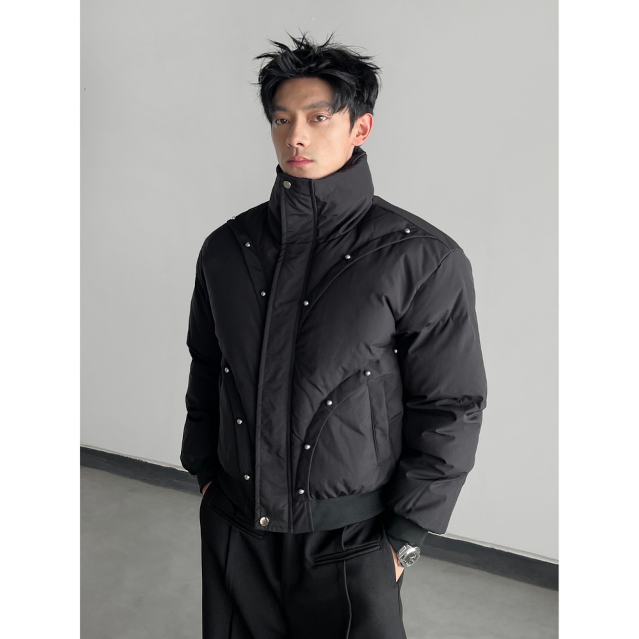 【暖かさUP】リベット 中綿ジャケット T1982