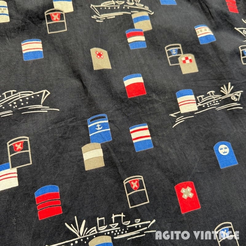 50's Jantzen ジャンセン コットンオープンカラーシャツ 開襟 ブラック