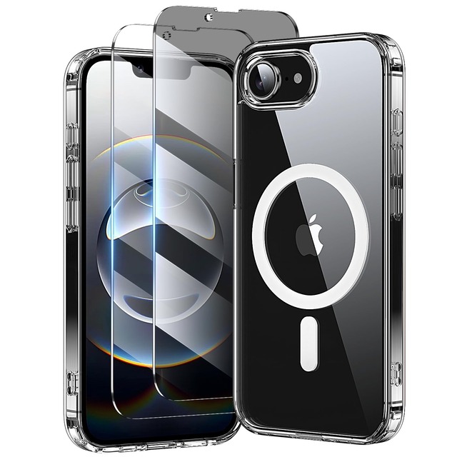 Kingbus iPhone 17e/iPhone 16eケース クリア MagSafe対応 3点セット