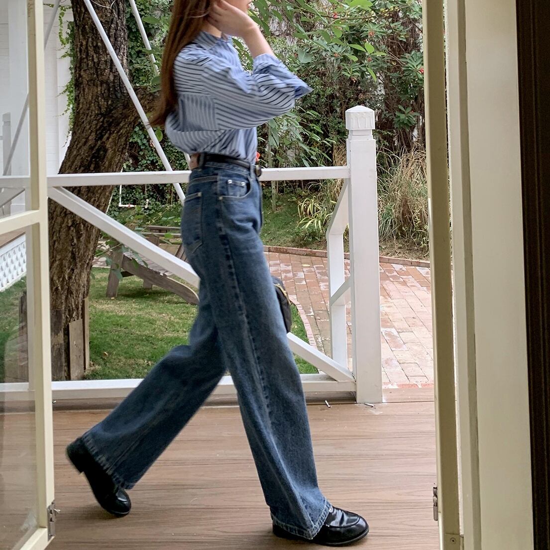 high waist loose straight jeans | Erz 