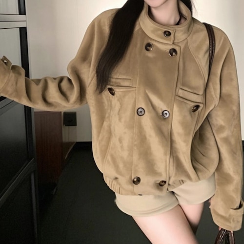 ハイネックWボタンジャケット ・9636