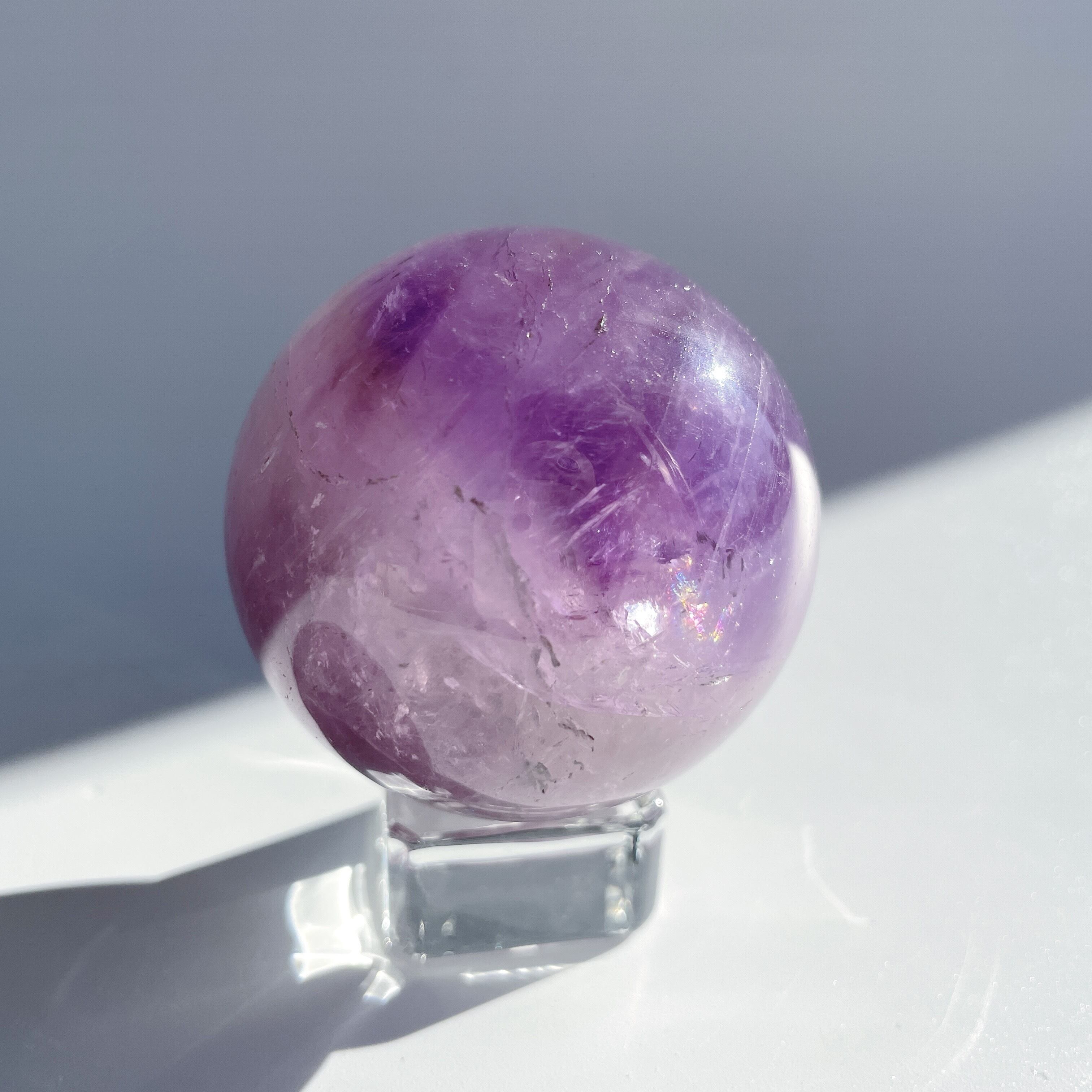 天然石 アメジスト 丸玉No.2M1887☆アメジスト丸玉直径97mm1.2Kg