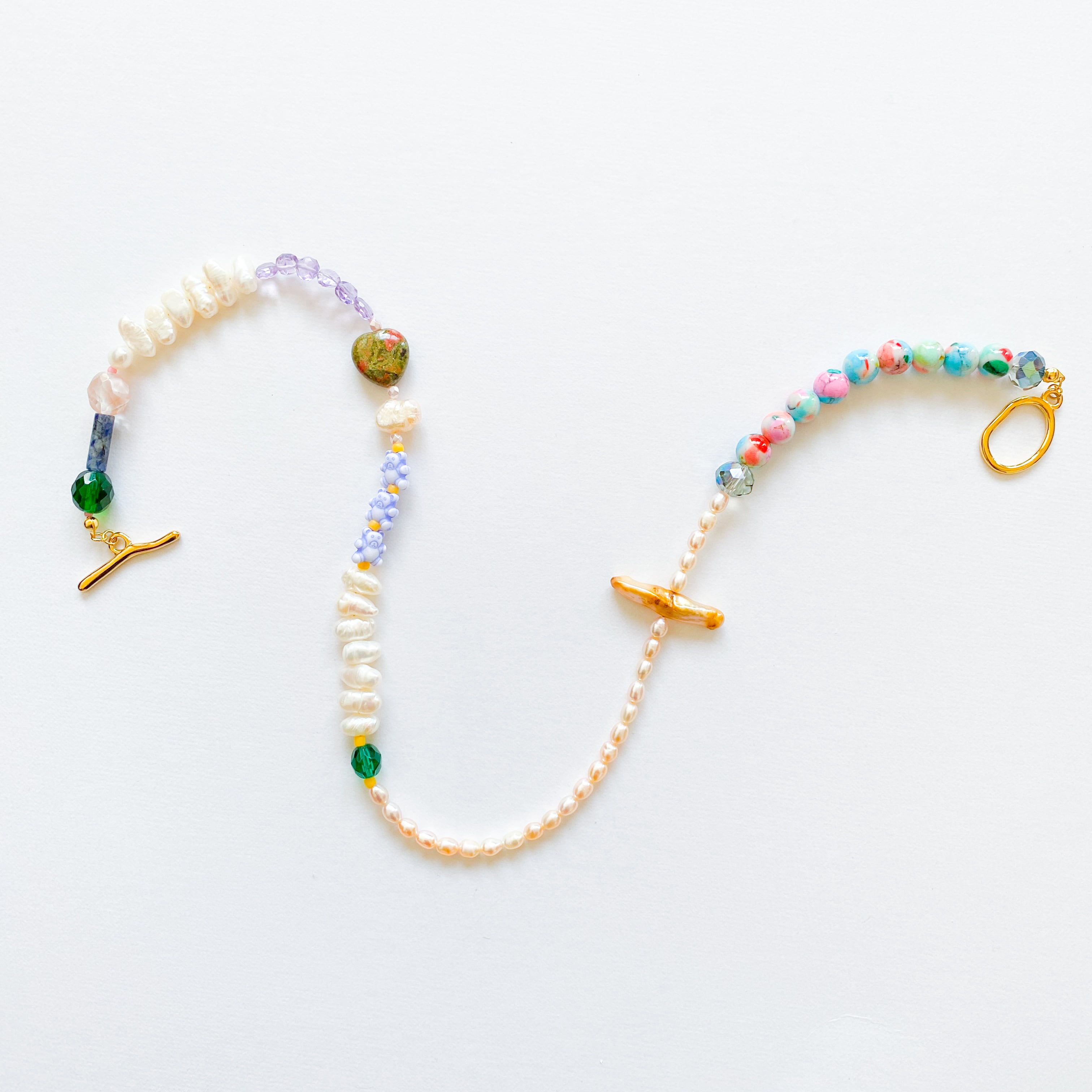 淡水パールとビーズのネックレス(たまに天然石）