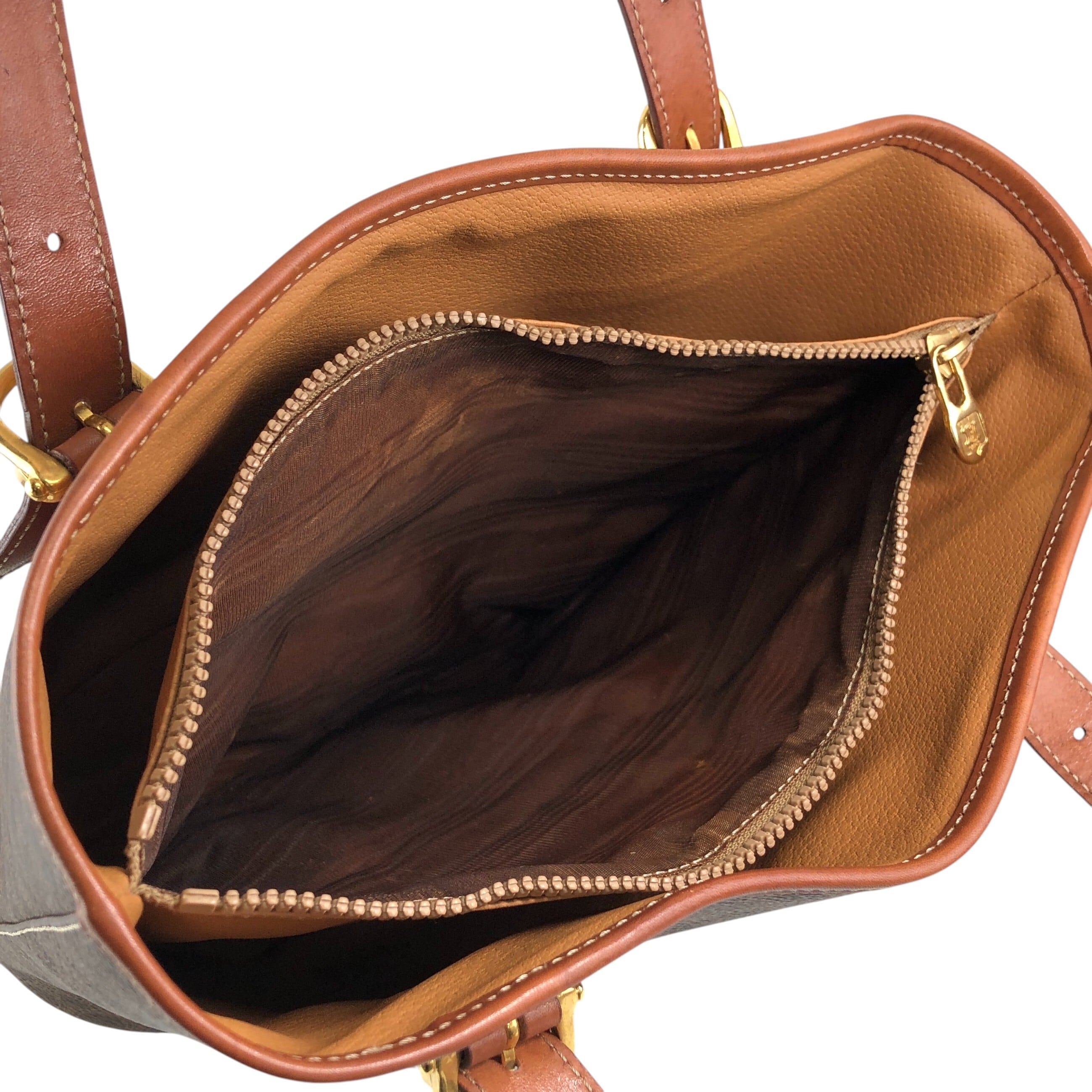 CELINE セリーヌ マカダム トートバッグ ブラウン ブラゾン型押し PVC