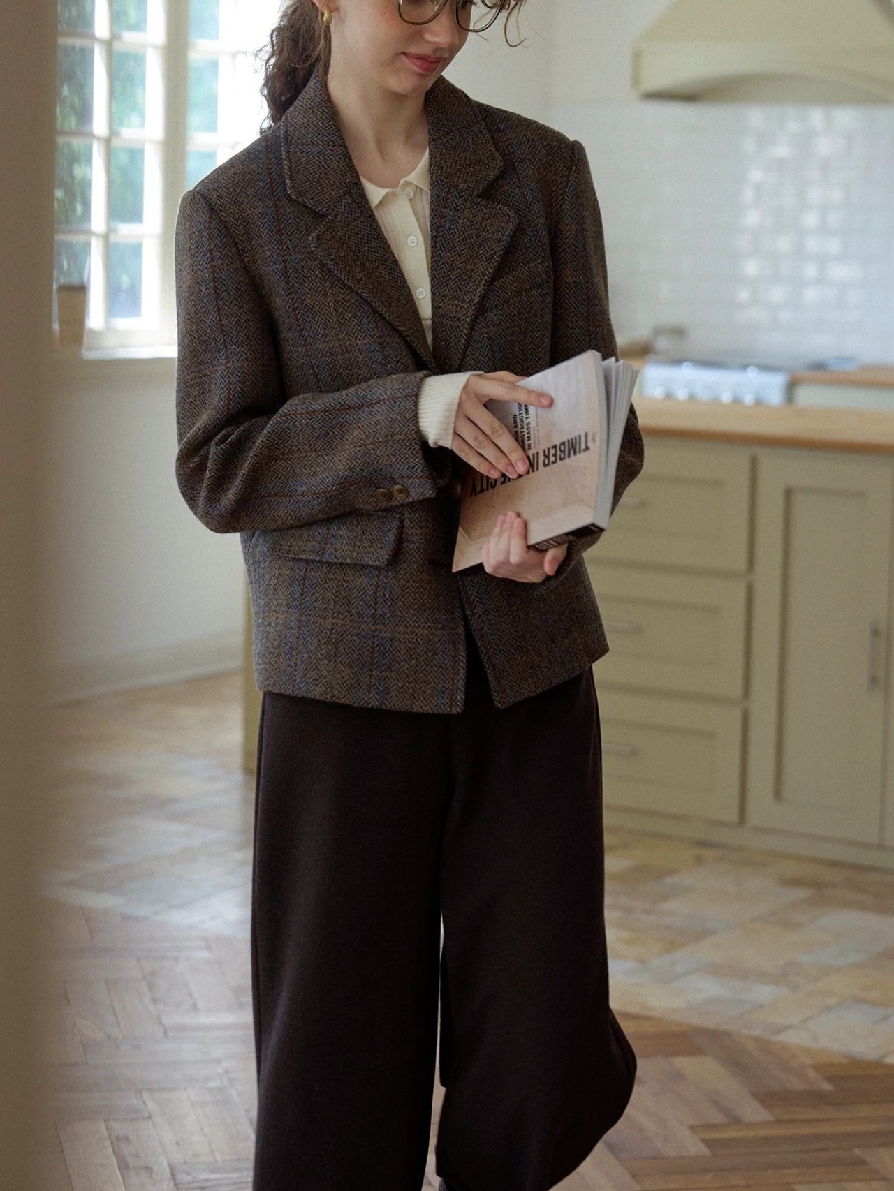 Carreaux Wool Herringbone Tailored Jacket F0856
