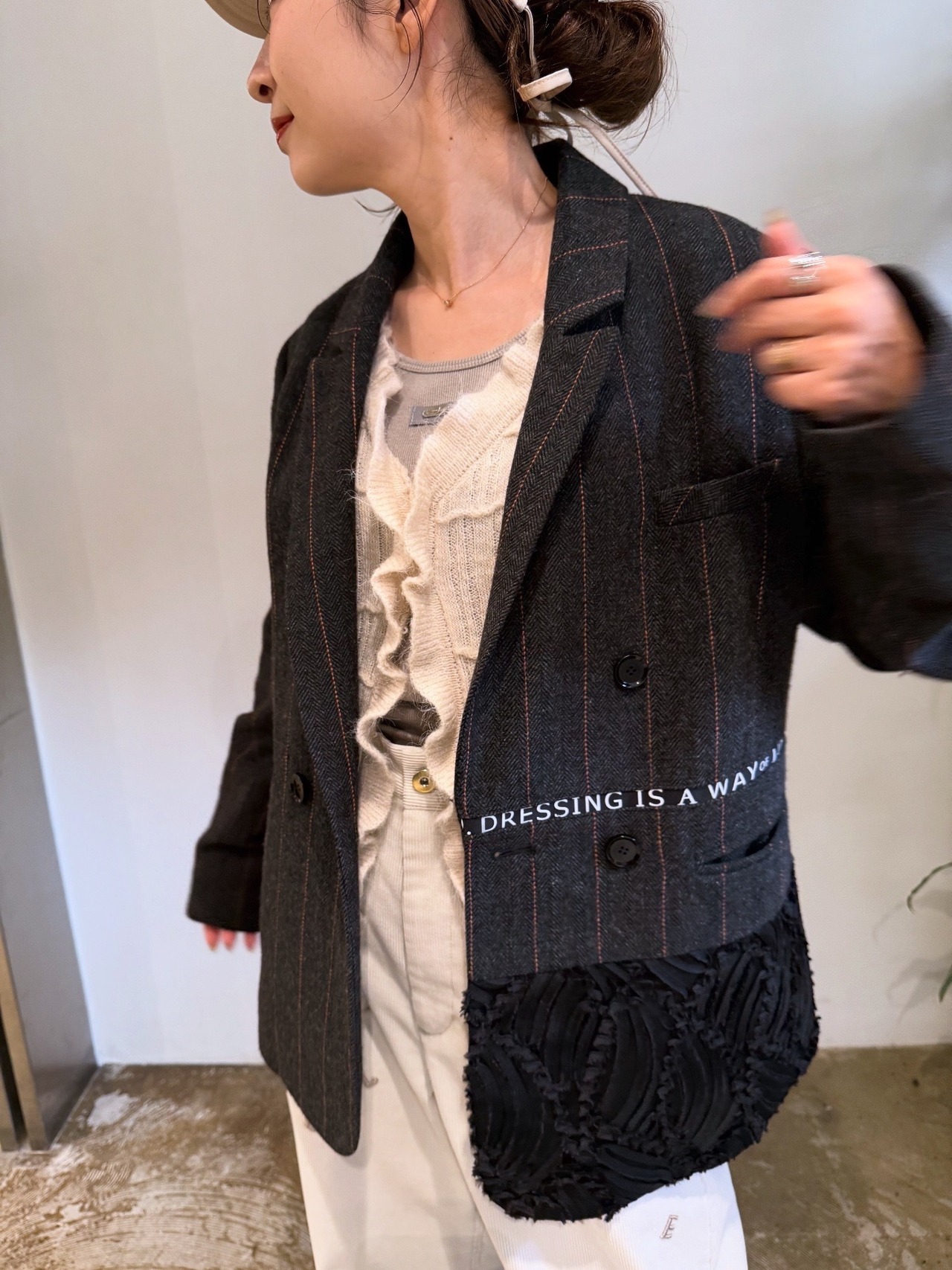 エイミーロウ  Eimee Law チェックツイードロゴテープJK