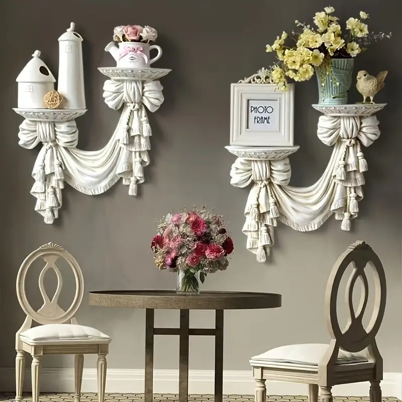 ウォールラック ロココ調 レジン製 エレガント 壁飾り 壁掛けシェルフ