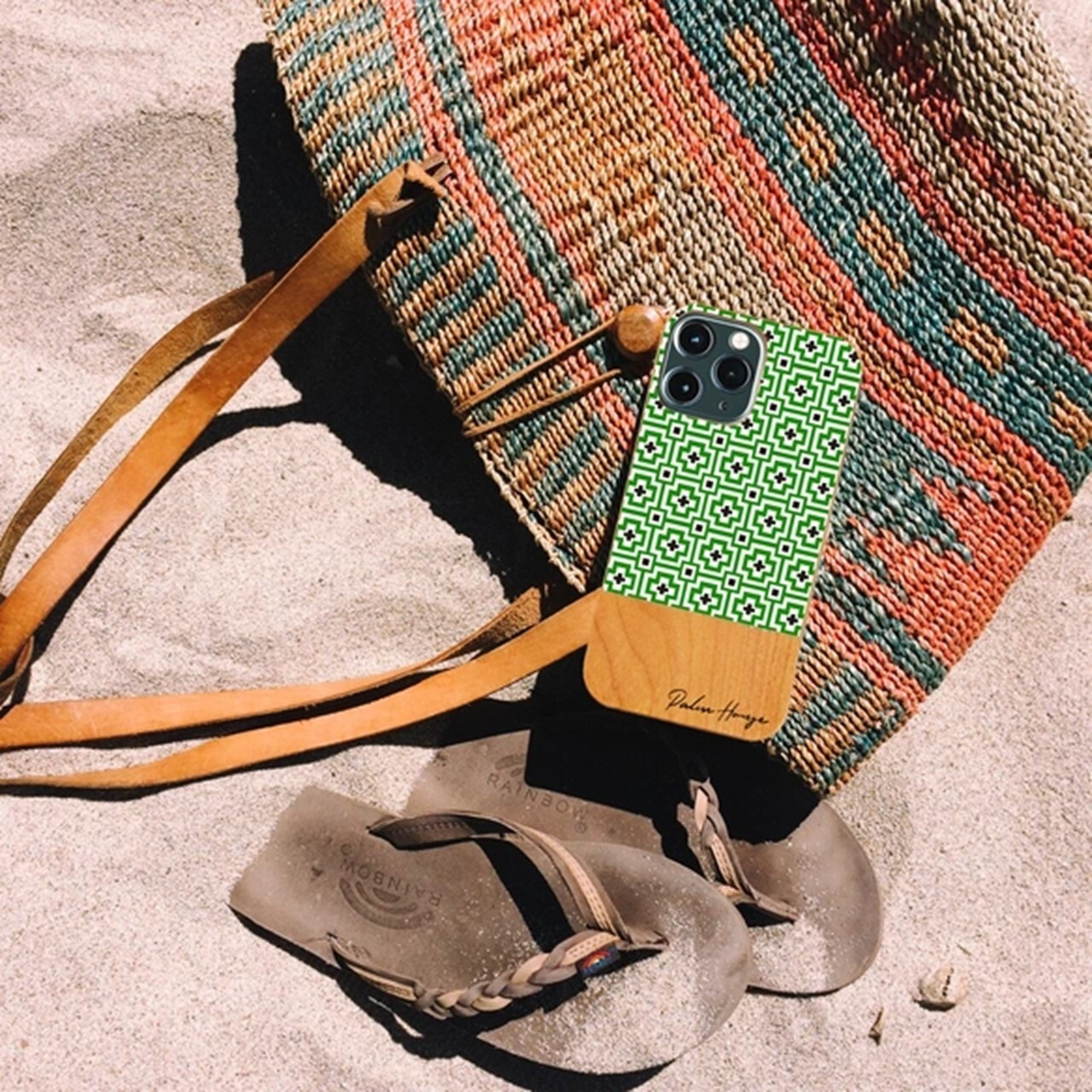 天然木♡名入れ♪MOSAIC WOOD iPhoneケース Green×Black | Hummingart 
