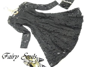 ★送料無料★11号(L)☆総レース膝丈ワンピ－ス[OPN3964]