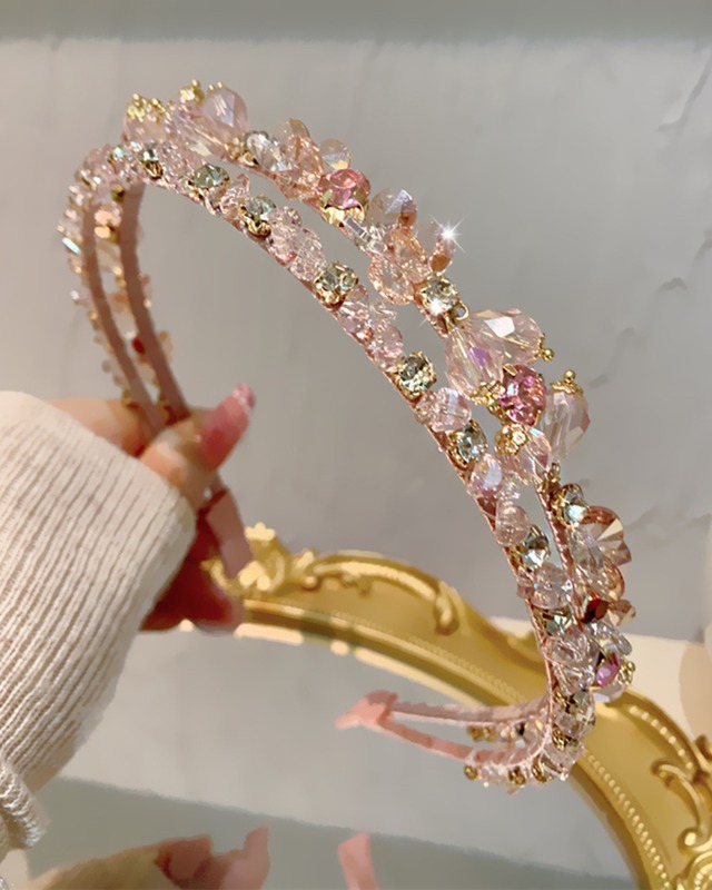 ダブルピンクストーンカチューシャ　23A07060