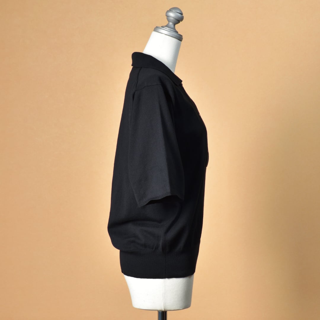 IKITSUKE イキツケ ポロダブルニット・ブラック【送料無料】