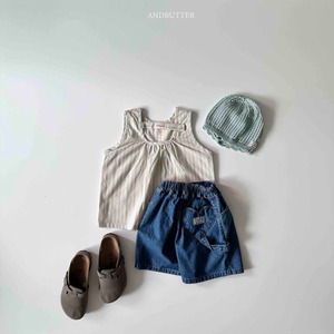 【and butter】ハートループパンツ  ディープブルー 130~140cm