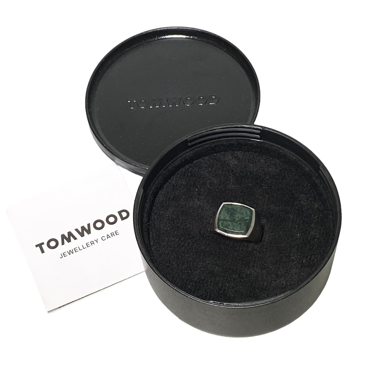 TOM WOOD silver ring “CUSHION GREEN MARBLE”