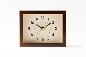 ひのきの置き時計 DARK BROWN -GREEN秒針-