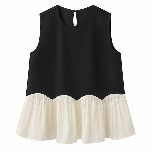 hem scallop chiffon tops