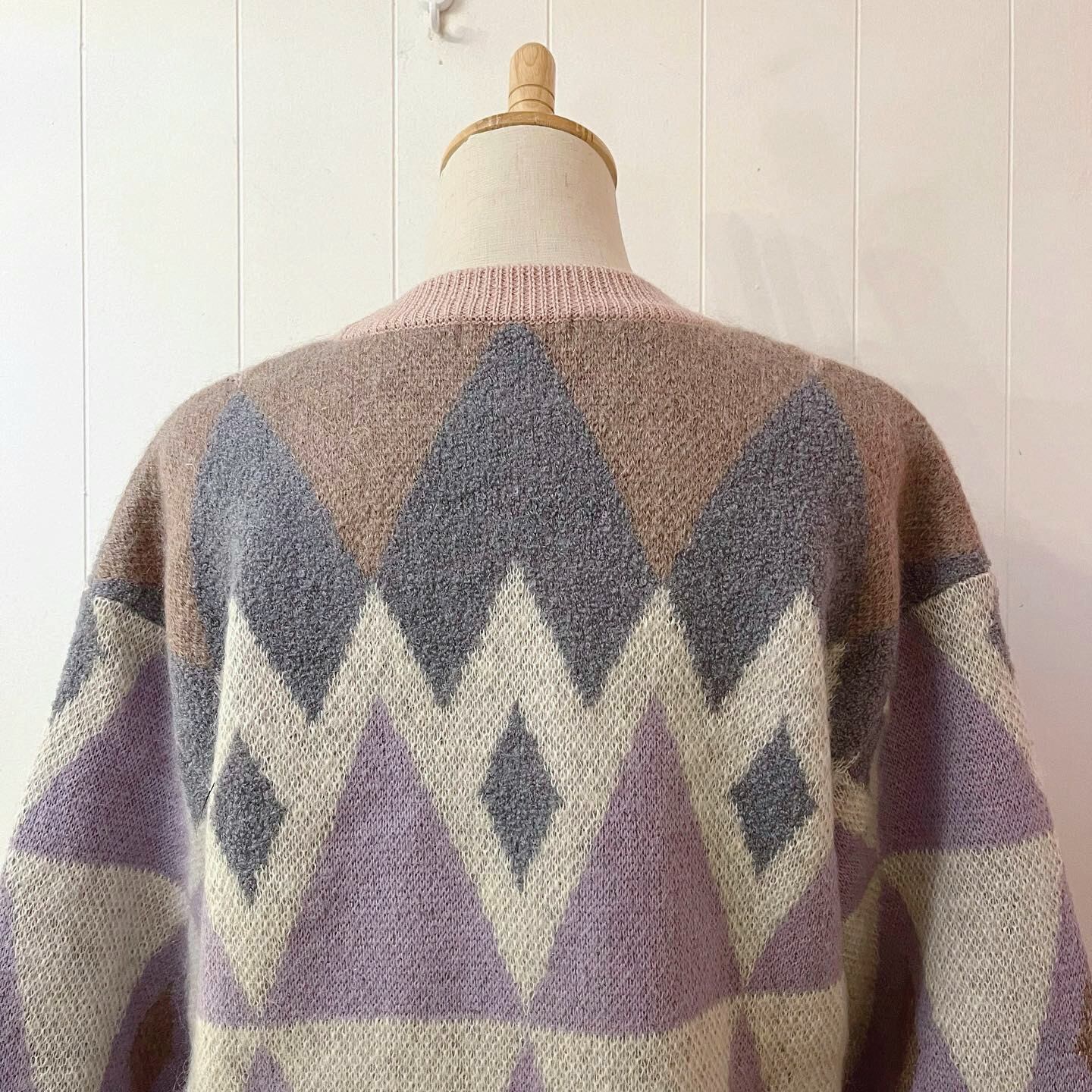 pastel argyle big knit sweater