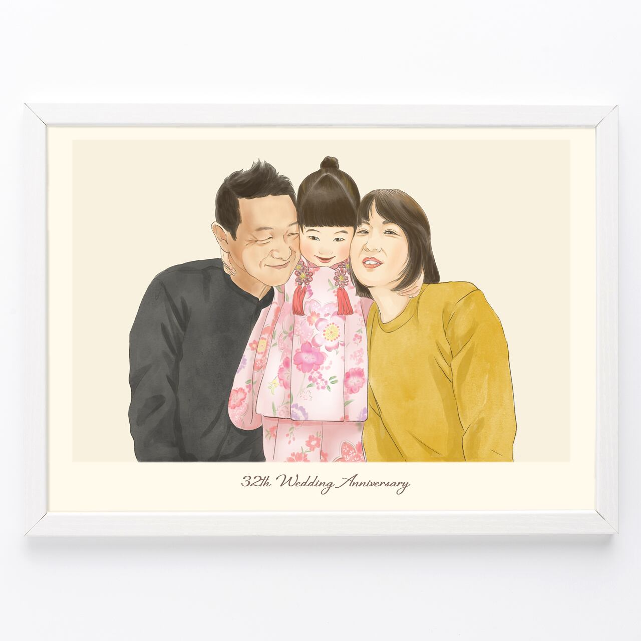 記念日 ファミリー 似顔絵｜水彩 | 似顔絵 ウェルカムボード