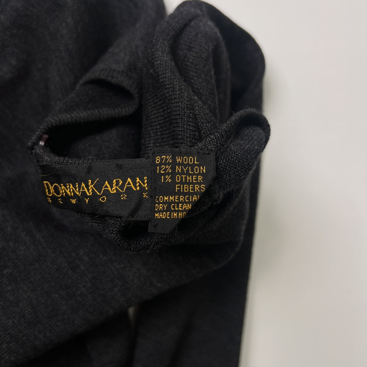 Donna Karan ダナキャラン 長袖ニットワンピース ダークグレー/ロング丈