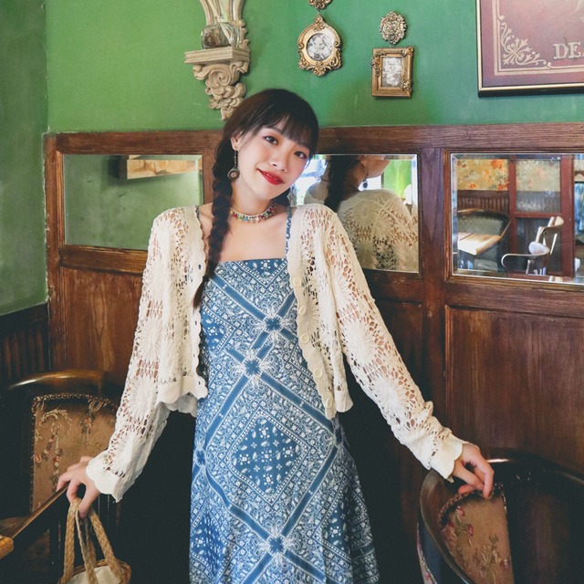 オータムニットショートカーディガントップス スタンダードスタイルジャケット 長袖スリーブ ロング レトロ 秋物 延命家ファッション1776761843