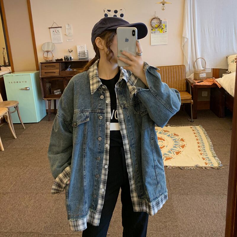 ジャケット スプリングルーズスタンダードトップス レトロ ストリート 春物 ステッチ 試着室7315857104