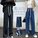 24新作 デニムパンツ ワイドパンツ レディース 大きいサイズ ウエストゴム 美脚 デニム ジーンズ パンツ ガウチョ ボトムス ロング ワイドデニムパンツ ゆったり ゆる シルエット 大人