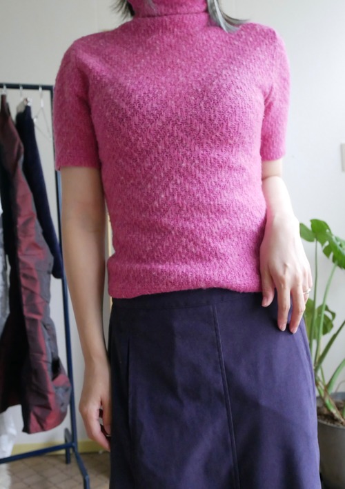 90s-00s USA Made Mohair Knit Short Sleeve Turtleneck