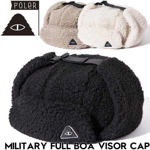 帽子 イヤーフラップキャップ ボアキャップ POLeR ポーラー MILITARY FULL BOA VISOR CAP 243MCV0095 日本代理店正規品BLK