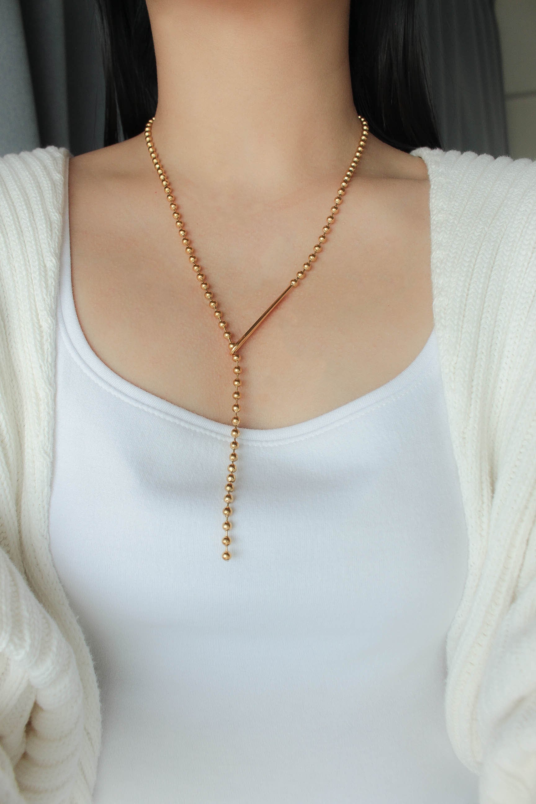 小物・アクセサリー E. Ball Y Shape Hook Necklace | ebine(エビネ)|金属アレルギー対応