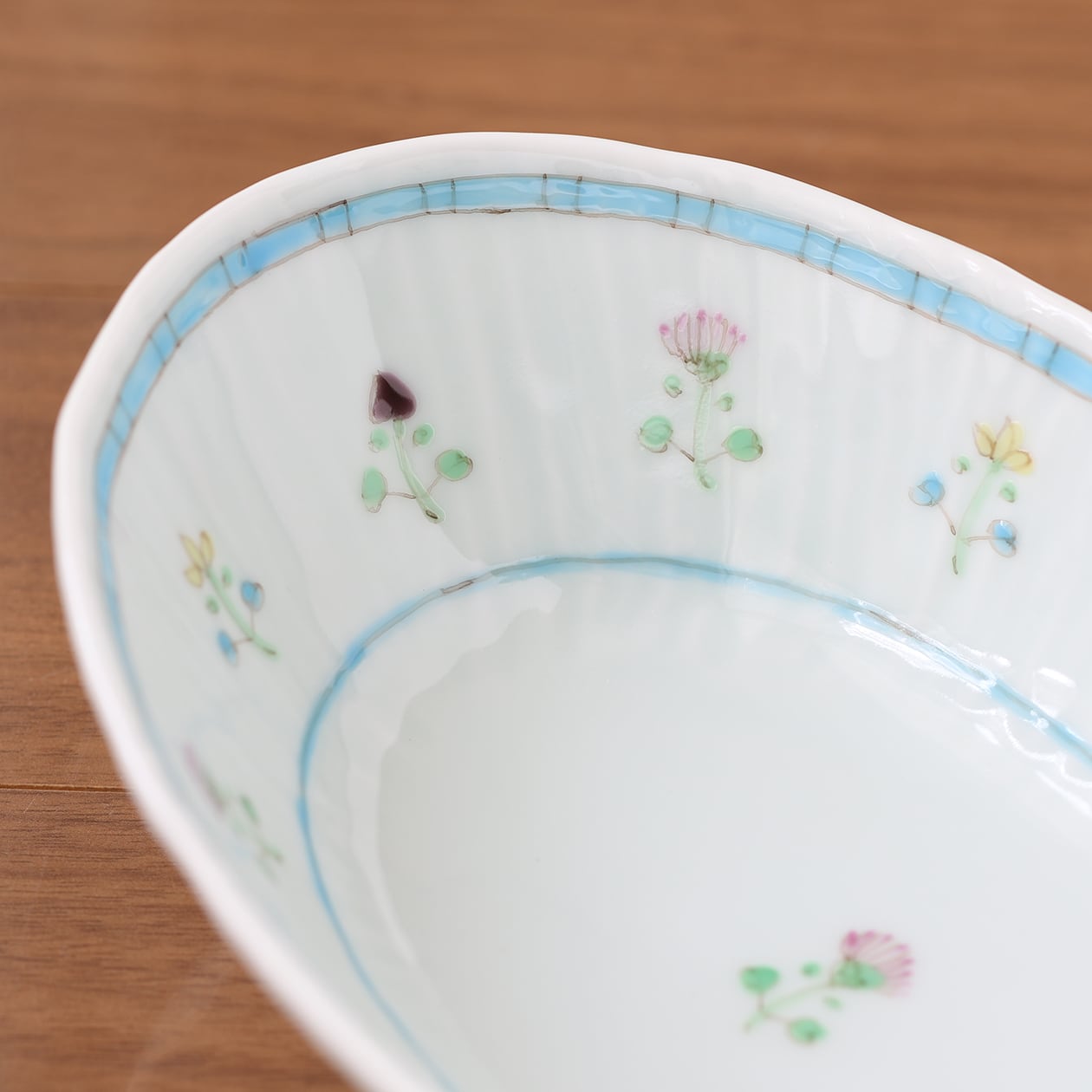 藍水「花暦（二色）①水色 / ②マロン 楕円鉢」 うつわ藍水