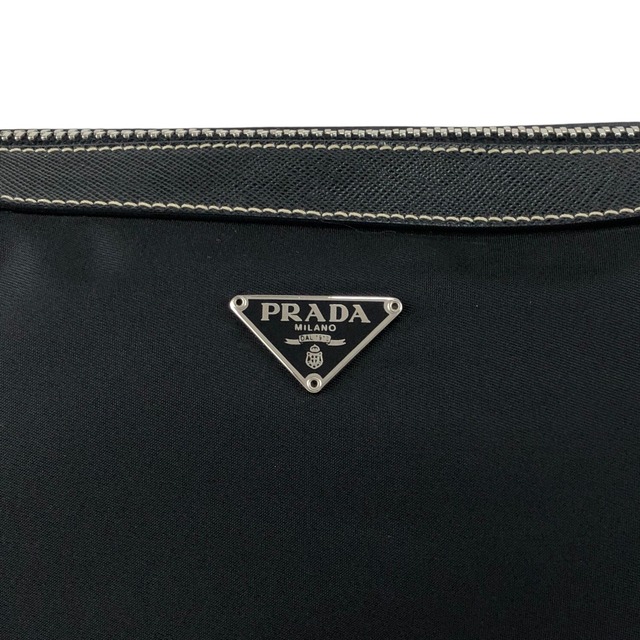 PRADA プラダ ショルダーバッグ ブラック トライアングルロゴ レザー ナイロン セミショルダーバッグ vintage ヴィンテージ オールド mshu7d