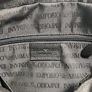 EMPORIO ARMANI canvas × leather logo shoulder bag