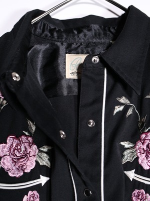 "刺繍" beautiful flower design western shirt