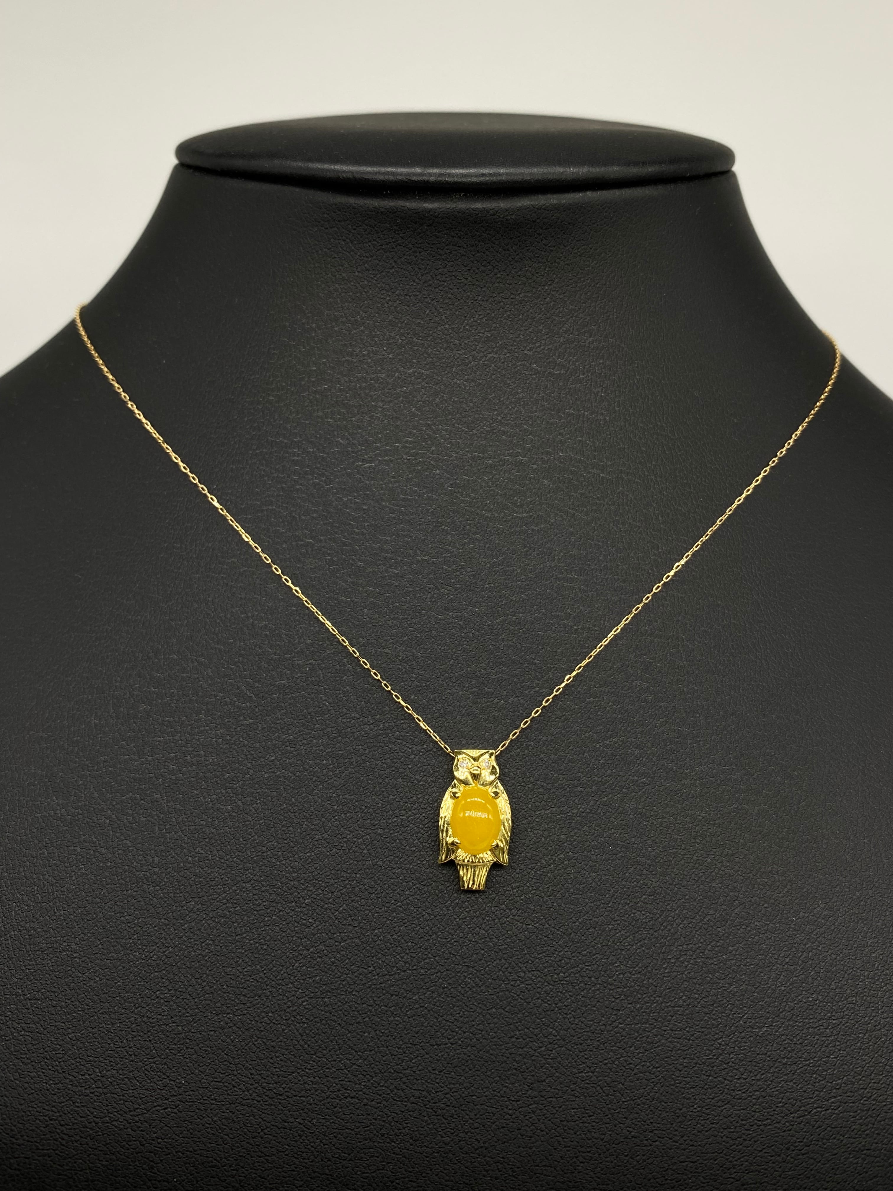 翡翠(有色樹脂含浸) /ダイヤモンド 計0.02ct K18 ネックレス